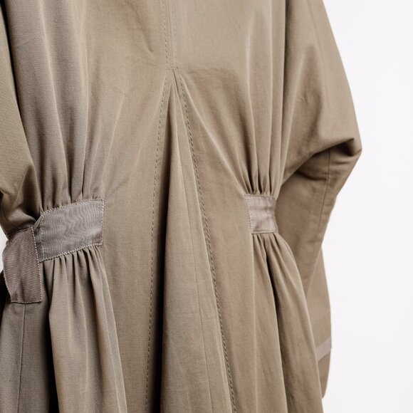 Sharon Wauchob Khaki Cotton Twill Tie-Waist Coat - Picture 8 of 11